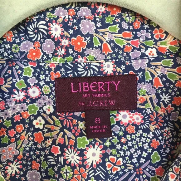J Crew Liberty Art Fabrics Floral Perfect Shirt Women 8 Multicolor Cottage - Picture 6 of 13